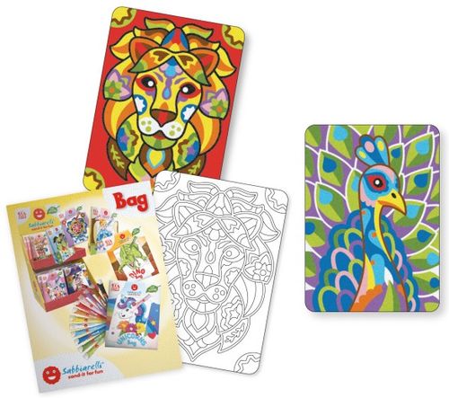 תיק יצירה לילדים: חיות פנטסטיות עם 12 צבעי חול ו 2 תמונות דבק מאוירות