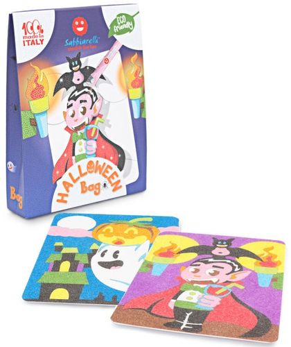 תיק יצירה לילדים: האלווין עם 12 צבעי חול ו 2 תמונות דבק מאוירות