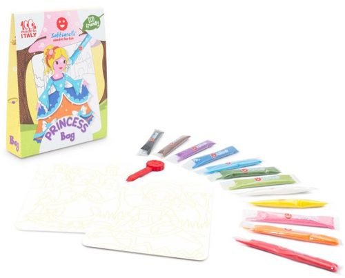 תיק יצירה לילדים: נסיכות עם 12 צבעי חול ו 2 תמונות דבק מאוירות