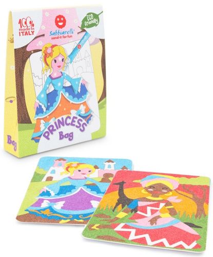 תיק יצירה לילדים: נסיכות עם 12 צבעי חול ו 2 תמונות דבק מאוירות