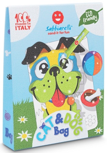 תיק יצירה לילדים: חתול וכלב עם 12 צבעי חול ו 2 תמונות דבק מאוירות