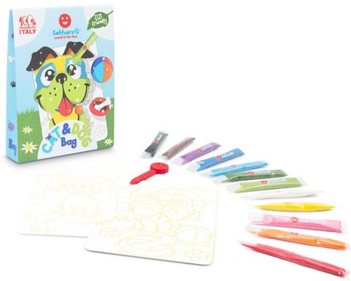 תיק יצירה לילדים: חתול וכלב עם 12 צבעי חול ו 2 תמונות דבק מאוירות