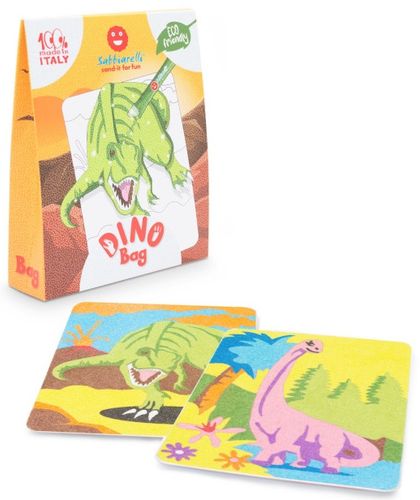 תיק יצירה לילדים: דינוזאורים עם 12 צבעי חול ו 2 תמונות דבק מאוירות