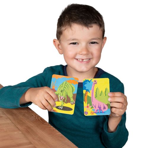 תיק יצירה לילדים: דינוזאורים עם 12 צבעי חול ו 2 תמונות דבק מאוירות