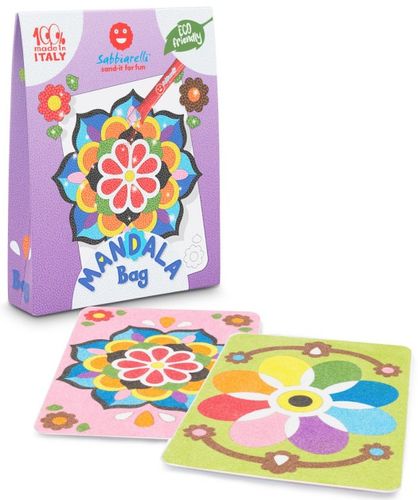 תיק יצירה לילדים: מנדלות עם 12 צבעי חול ו 2 תמונות דבק מאוירות