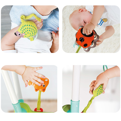 אוניברסיטה מתקפלת לתינוק עם 3 מצבי משחק ו 3 צעצועים רכים תלויים