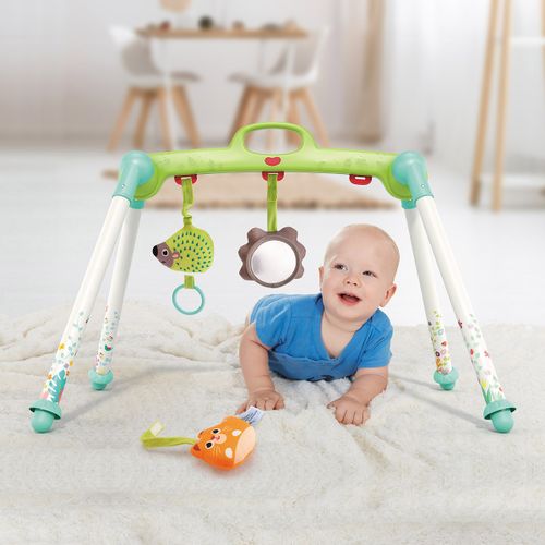 אוניברסיטה מתקפלת לתינוק עם 3 מצבי משחק ו 3 צעצועים רכים תלויים