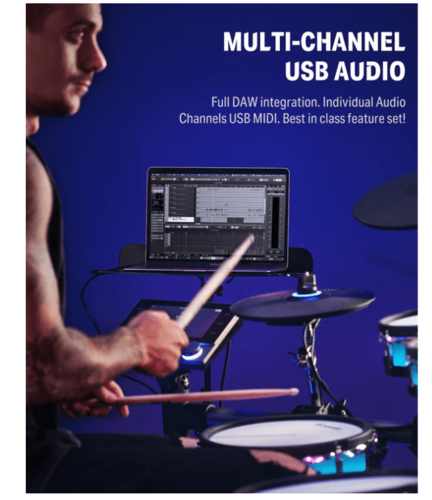 מערכת תופים אלקטרונית מרהיבה EC6878 עם מסך טאץ' BACKBEAT ותאורת לדים מבית DONNER