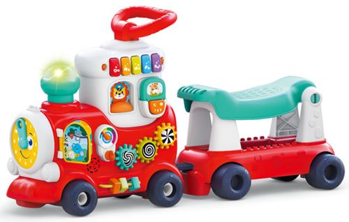 הליכון לימודי לתינוק בצורת רכבת 4 ב 1 עם אורות וצלילים