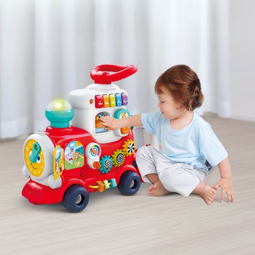 הליכון לימודי לתינוק בצורת רכבת 4 ב 1 עם אורות וצלילים