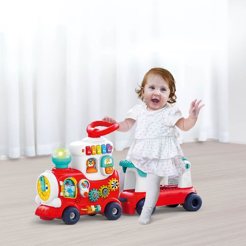 הליכון לימודי לתינוק בצורת רכבת 4 ב 1 עם אורות וצלילים