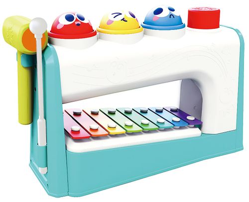 משחק קסילופון עם הך פטיש ו 3 כדורים עם הבעות פנים