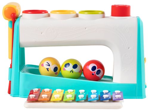 משחק קסילופון עם הך פטיש ו 3 כדורים עם הבעות פנים