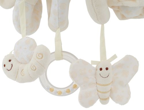 פעלולון ספירלה רך עם 3 צעצועים לעגלה / סלקל / מיטה - פרפר שמנת