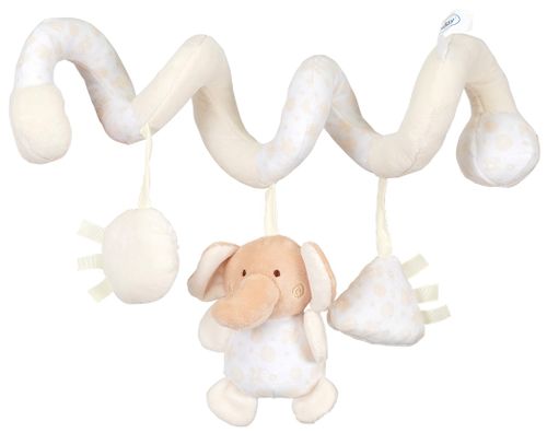 פעלולון ספירלה רך עם 3 צעצועים לעגלה / סלקל / מיטה - פיל שמנת