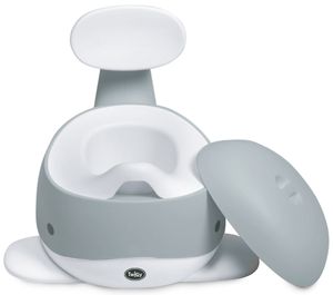 סיר גמילה בצורת לוויתן עם מכסה, משענת ומגן מונע התזה - אפור