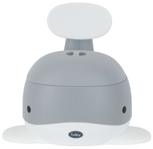 סיר גמילה בצורת לוויתן עם מכסה, משענת ומגן מונע התזה - ירוק