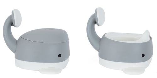 סיר גמילה בצורת לוויתן עם מכסה, משענת ומגן מונע התזה - ורוד