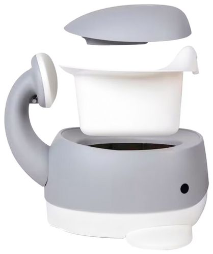 סיר גמילה בצורת לוויתן עם מכסה, משענת ומגן מונע התזה - ורוד