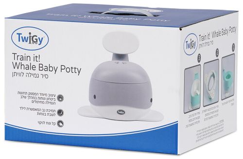 סיר גמילה בצורת לוויתן עם מכסה, משענת ומגן מונע התזה - ורוד