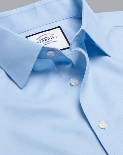 חולצה כחולה גזרה קלאסי -Sky blue non-iron twill classic fit shirt