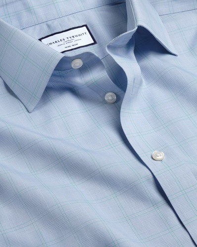 חולצה גזרת קלאסיק - Light blue and green Prince of Wales Classic fit