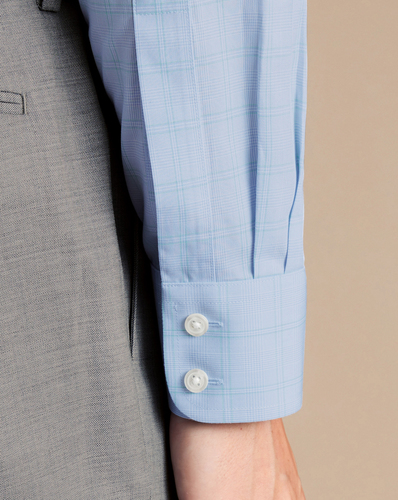 חולצה גזרת קלאסיק - Light blue and green Prince of Wales Classic fit