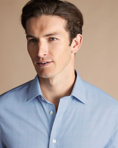 חולצה גזרת סלים - Light blue and green Prince of Wales slim fit