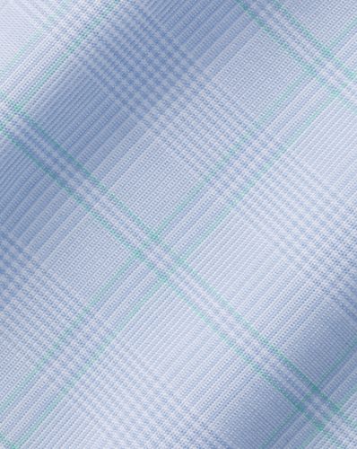 חולצה גזרת אקסטרה סלים - Light blue and green Prince of Wales extra slim fit