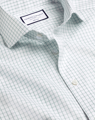 חולצה גזרת קלאסיק -Atlantic green twin check non-iron twill cutaway classic fit 