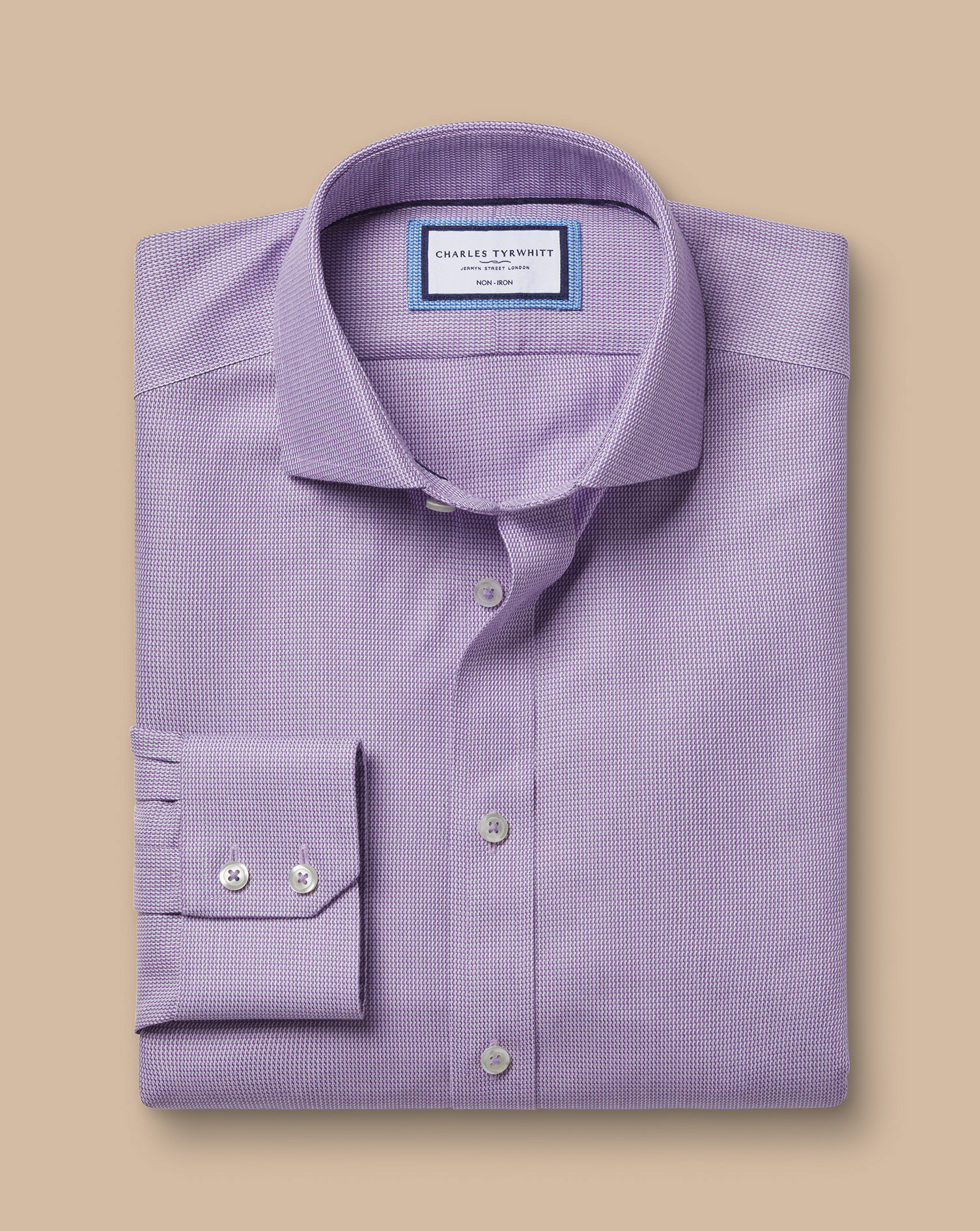 חולצה סגולה גזרת קלאסיק -Lilac purple non-iron Mayfair weave cutaway classic fit