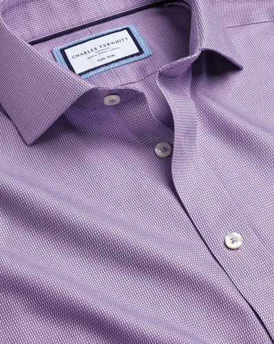 חולצה סגולה גזרת קלאסיק -Lilac purple non-iron Mayfair weave cutaway classic fit