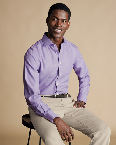 חולצה סגולה גזרת קלאסיק -Lilac purple non-iron Mayfair weave cutaway classic fit