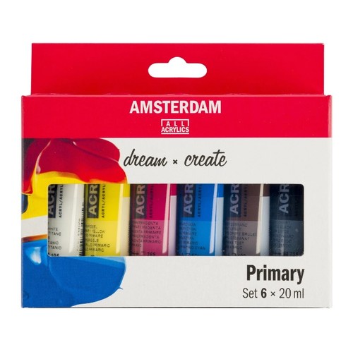 סט 6 צבעי אקריליק AMSTERDAM, שפורפרות 20 מ