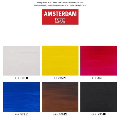 סט 6 צבעי אקריליק AMSTERDAM, שפורפרות 20 מ