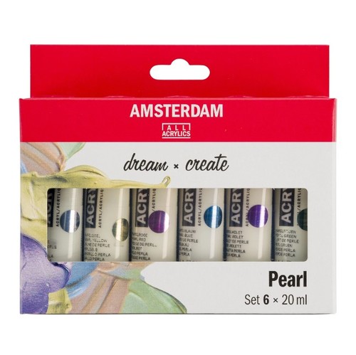 סט 6 צבעי אקריליק AMSTERDAM, שפורפרות 20 מ