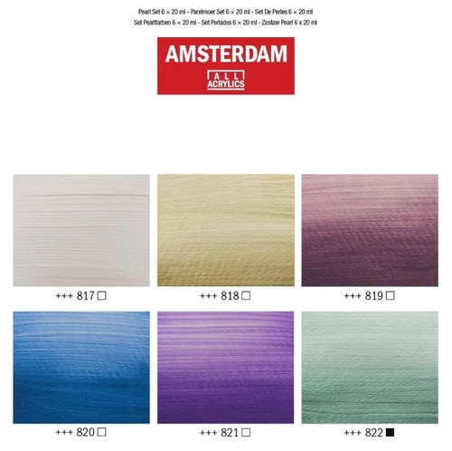 סט 6 צבעי אקריליק AMSTERDAM, שפורפרות 20 מ