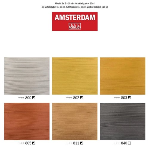 סט 6 צבעי אקריליק AMSTERDAM, שפורפרות 20 מ