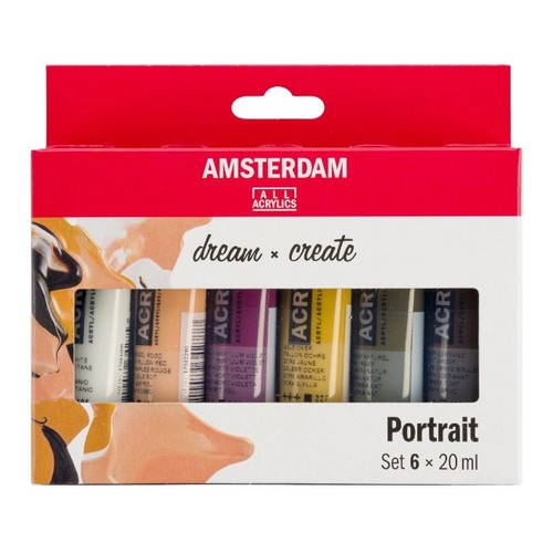 סט 6 צבעי אקריליק AMSTERDAM, שפורפרות 20 מ