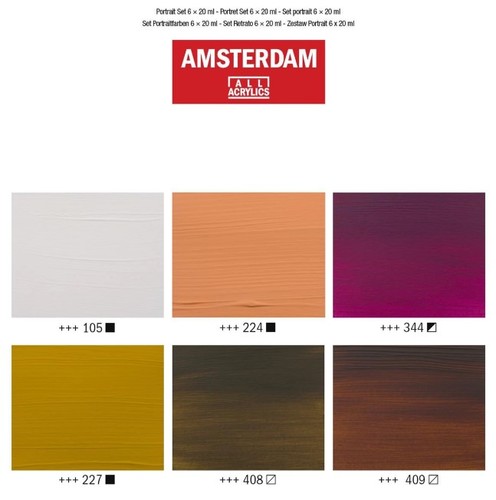 סט 6 צבעי אקריליק AMSTERDAM, שפורפרות 20 מ