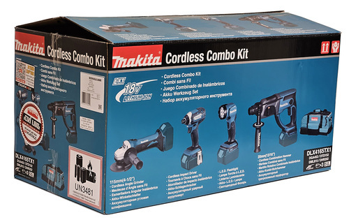 סט 4 כלים נטען 18V ליתיום  | 3 סוללות 5.0Ah + מטען + תיק טרולי DLX4165TX1