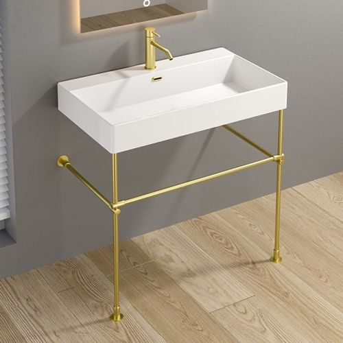 סט דגם נובה כיור מונח על מתכן מתכת זהב מט  100X47