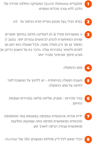מסור אנכי נטען 18V גוף בלבד האנטר 