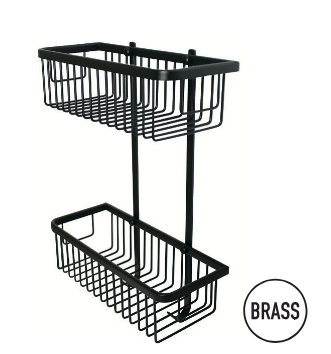 סבוניית רשת מלבנית דו קומתית BRASS שחור מט SBS90158BL