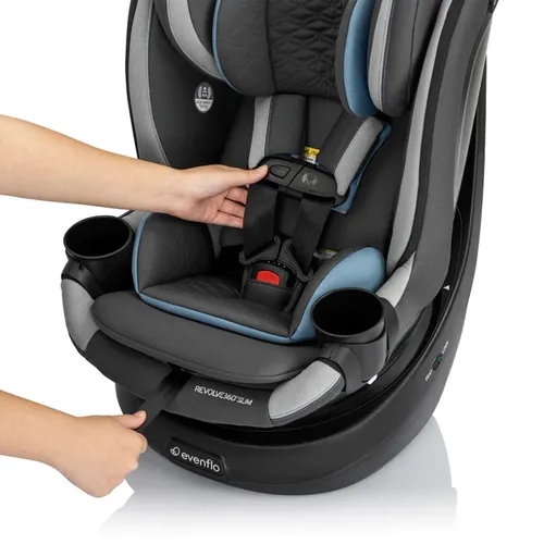 כיסא בטיחות מסתובב צר במיוחד רבולב סלים Revolve Slim 360 - שחור/אפור Obsidian Black