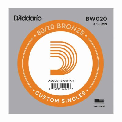 מיתר בודד לגיטרה אקוסטית דדריו – BW020 80/20 Bronze Wound Single – 020