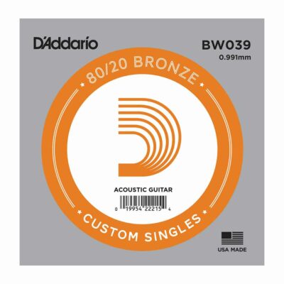 מיתר בודד לגיטרה אקוסטית דדריו –  80/20 Bronze Wound Single – 039