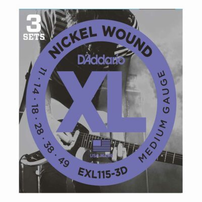 3 סטים מיתרים לגיטרה חשמלית דדריו – 11-49 –  EXL115-3D Nickel Wound 3Pack