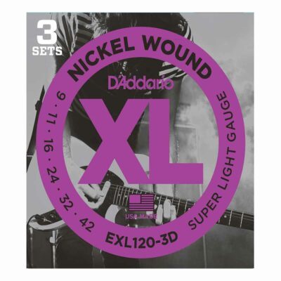 3 סטים מיתרים לגיטרה חשמלית דדריו – 9-42 –  EXL120-3D Nickel Wound