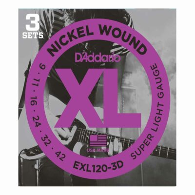 3 סטים מיתרים לגיטרה חשמלית דדריו – 9-42 –  EXL120-3D Nickel Wound